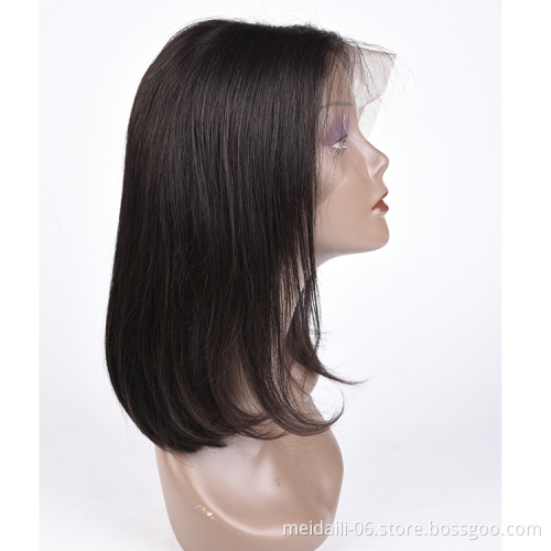 cheap price 100% virgin Brazilian human hair bob wig with bangs lace front bob wigs human hair